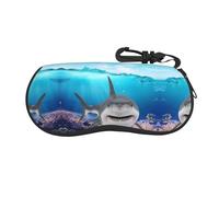 ESASAM Shark Ocean Theme Ultra-Light And Convenient Soft Shell Glasses Bag-Protect Your Glasses And Sunglasses