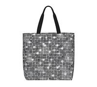 ESASAM Silver Sequin Sparkle Pattern Print Stylish And Versatile Single-Shoulder Shopping Bag - Lightweight And Durable Polyester Tote Bag