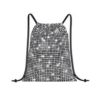 ESASAM Silver Sequin Sparkle Pattern Print Stylish Drawstring Backpack â€“ Lightweight And Durable, Perfect For Any Occasion
