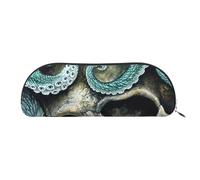 ESASAM Skull Octopus Art Leather Semi-Circular Storage Bag, Semi-Circular Shape, Simple and Fashionable