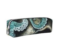 ESASAM Skull Octopus Art Leather Zipper Three-Dimensional Pencil Case, Simple and Elegant, Fashionable and Practical