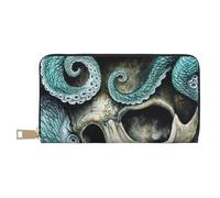 ESASAM Skull Octopus Art Long Imitation Leather Wallet, Stylish, Practical, and Durable
