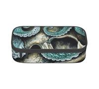 ESASAM Skull Octopus Art Print Pencil Case Spacious Oxford Cloth Storage with Multiple Compartments