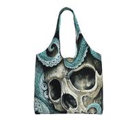 ESASAM Skull Octopus Art Stylish Canvas One-Shoulder Commuter Bag-Suitable For Daily Use And Urban Exploration