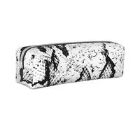ESASAM Snake Skin Black and White Leather Zipper Three-Dimensional Pencil Case, Simple and Elegant, Fashionable and Practical