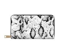 ESASAM Snake Skin Black and White Long Imitation Leather Wallet, Stylish, Practical, and Durable