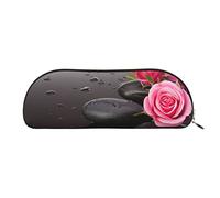 ESASAM Spa Stone and Rose Flowers Leather Semi-Circular Storage Bag, Semi-Circular Shape, Simple and Fashionable