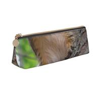 ESASAM Squirrel in The Tree Leather Triangular Pencil Case, Lightweight and Cute, with Large Capacity