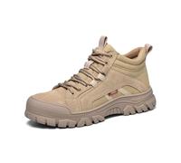 EsaSam Steel Toe Safety Shoes for Men Industrial Construction Work Shoes Comfortable Slip-Resistant,Khaki,7 UK