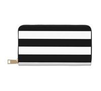 ESASAM Stripes Black White Long Imitation Leather Wallet, Stylish, Practical, and Durable
