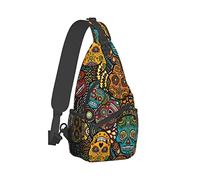 ESASAM Sugar Skull Print Print Men'S Casual Crossbody Chest Bag - Premium Single-Sided Printed Design