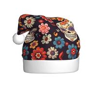 ESASAM Sugar Skulls Adult Plush Christmas Hat, Comfortable And Holiday Accessories For The Holiday Season