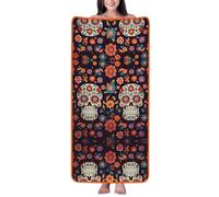 ESASAM Sugar Skulls Coral Velvet Bath Towel, Soft And Skin Friendly, With Good Water Absorption, Allowing You To Enjoy The Relaxation After Bathing