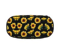 ESASAM Sunflower Blooming Flowers Plants Black and Yellow Fashion Pencil Case-The Necessary Storage Space for Pens, Pencils and Stationery
