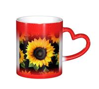 ESASAM Sunflower Blooming Flowers Plants Black and Yellow Starry Sky Color Changing Mug, Adding A Touch of Magic to Your Daily Life