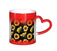 ESASAM Sunflower Blooming Flowers Plants Black and Yellow Starry Sky Color Changing Mug, Adding A Touch of Magic to Your Daily Life