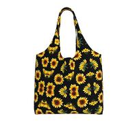 ESASAM Sunflower Blooming Flowers Plants Black And Yellow Stylish Canvas One-Shoulder Commuter Bag-Suitable For Daily Use And Urban Exploration