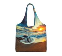ESASAM Sunset Beach Stylish Canvas One-Shoulder Commuter Bag-Suitable For Daily Use And Urban Exploration