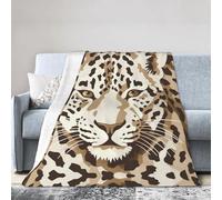 ESASAM Super Soft Flannel Blanket Brown Pattern Leopard, Warm And Not Pilling, Super Light