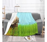 ESASAM Super Soft Flannel Blanket Bunny On Green Grass, Durable, Comfortable And Fashionable, With Excellent Hand Feeling