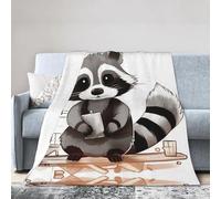 ESASAM Super Soft Flannel Blanket Cartoon Cute Raccoon, Warm And Not Pilling, Super Light