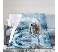 ESASAM Super Soft Flannel Blanket Cool Animal White Polar Bear, Warm And Not Pilling, Super Light