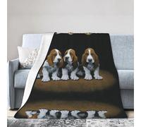 ESASAM Super Soft Flannel Blanket Cute Basset Hound Puppies, Warm And Not Pilling, Super Light