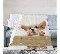ESASAM Super Soft Flannel Blanket Cute Corgi, Warm And Not Pilling, Super Light