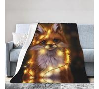 ESASAM Super Soft Flannel Blanket Cute Fox, Warm And Not Pilling, Super Light
