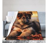 ESASAM Super Soft Flannel Blanket Cute German Shepherd Puppy, Warm And Not Pilling, Super Light