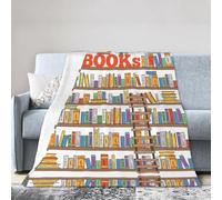 ESASAM Super Soft Flannel Blanket Funny Book Shelves Collection And Ladder, Warm And Not Pilling, Super Light