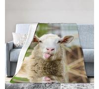 ESASAM Super Soft Flannel Blanket Funny Naughty Sheep Tongue Cute Animal, Warm And Not Pilling, Super Light