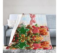 ESASAM Super Soft Flannel Blanket Gingerbread Man Candy, Warm And Not Pilling, Super Light