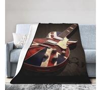 ESASAM Super Soft Flannel Blanket Guitar British Flag, Warm And Not Pilling, Super Light