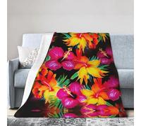 ESASAM Super Soft Flannel Blanket Hawaiian Colorful Flower, Warm And Not Pilling, Super Light