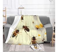 ESASAM Super Soft Flannel Blanket Honey Bee, Durable, Comfortable And Fashionable, With Excellent Hand Feeling