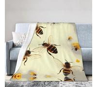 ESASAM Super Soft Flannel Blanket Honey Bee, Warm And Not Pilling, Super Light