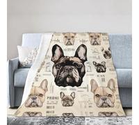 ESASAM Super Soft Flannel Blanket I Love French Bulldog, Warm And Not Pilling, Super Light