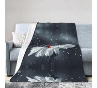 ESASAM Super Soft Flannel Blanket Ladybug On Daisy Flower, Warm And Not Pilling, Super Light