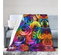 ESASAM Super Soft Flannel Blanket Rainbow Rose, Warm And Not Pilling, Super Light