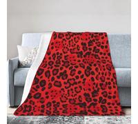 ESASAM Super Soft Flannel Blanket Red Leopard Pattern, Warm And Not Pilling, Super Light