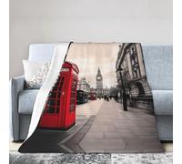 ESASAM Super Soft Flannel Blanket Red Phone Booth London Street, Warm And Not Pilling, Super Light