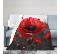 ESASAM Super Soft Flannel Blanket Red Poppy Flower, Warm And Not Pilling, Super Light