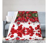 ESASAM Super Soft Flannel Blanket Red Rose Petals, Warm And Not Pilling, Super Light