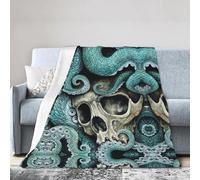 ESASAM Super Soft Flannel Blanket Skull Octopus Art, Warm And Not Pilling, Super Light