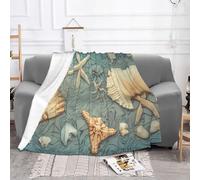 ESASAM Super Soft Flannel Blanket Starfish And Seashell Pattern, Durable, Comfortable And Fashionable, With Excellent Hand Feeling