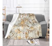 ESASAM Super Soft Flannel Blanket Starfish Seashell Sandy Beach, Durable, Comfortable And Fashionable, With Excellent Hand Feeling