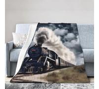ESASAM Super Soft Flannel Blanket Steam Train Clouds, Warm And Not Pilling, Super Light