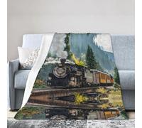 ESASAM Super Soft Flannel Blanket Steam Train, Warm And Not Pilling, Super Light