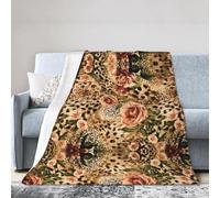 ESASAM Super Soft Flannel Blanket Striped Leopard, Warm And Not Pilling, Super Light